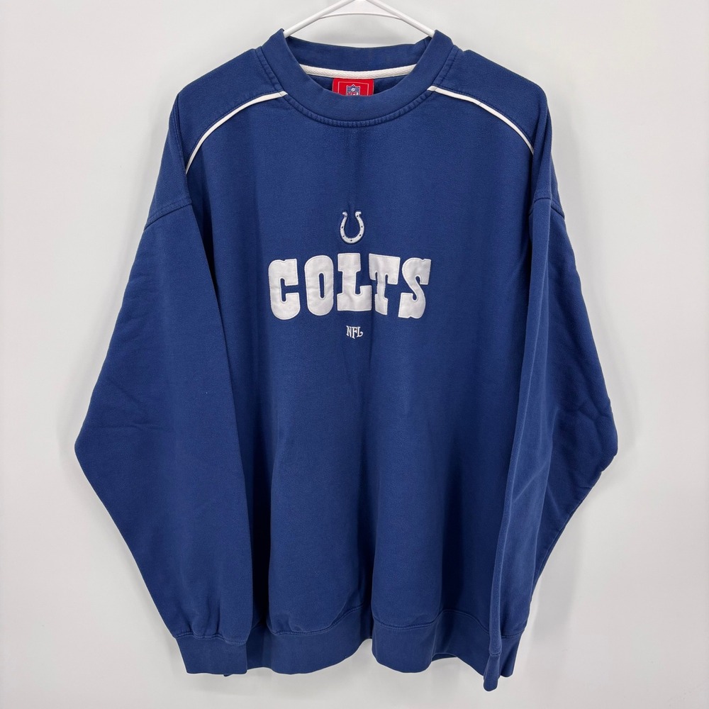 VTG NFL Indianapolis Colts Sweatshirt Mens XL Blue EUC Embroidered Spellout
